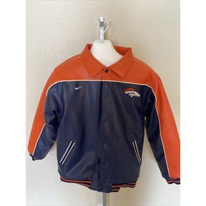 Denver Bronco Nike Padded PVC Bomber Jacket Size Large RN#81917 With Collar